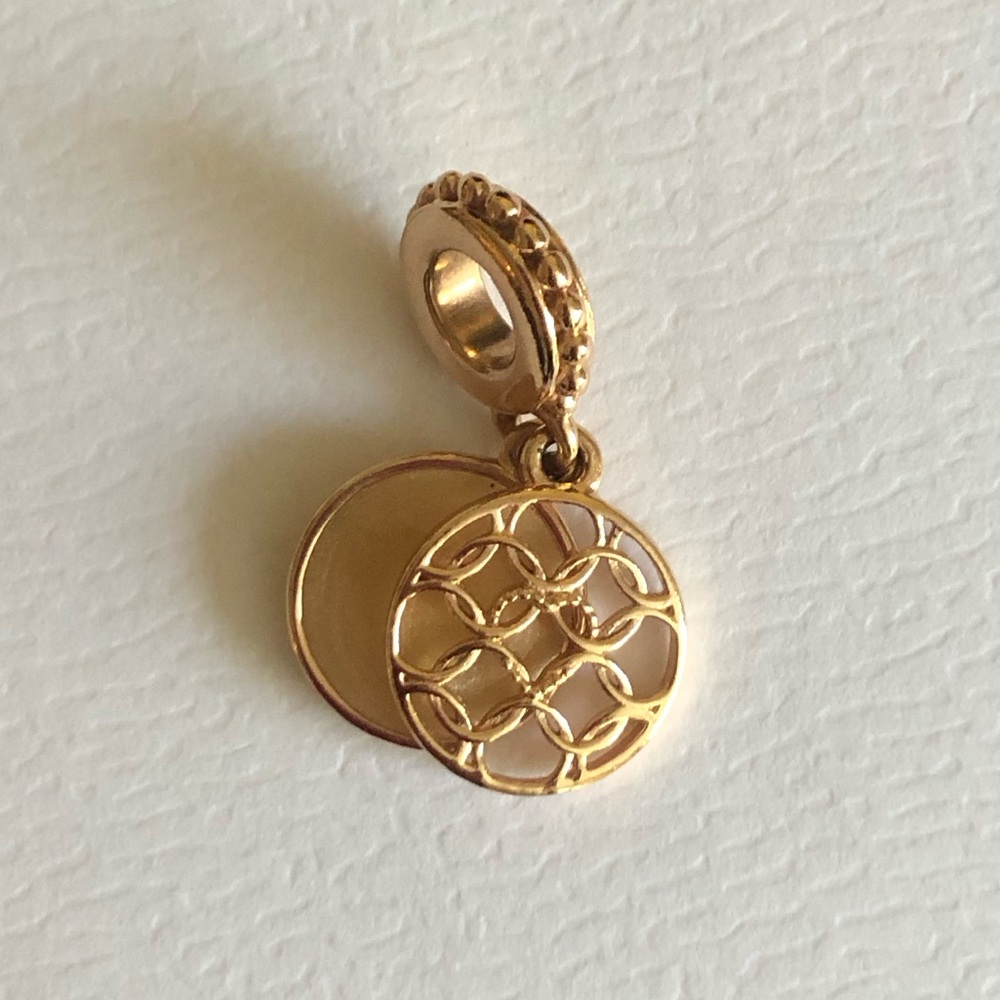 Authentic Pandora 14K Rose Gold Plated Double Charm / Pendant. NWOT.